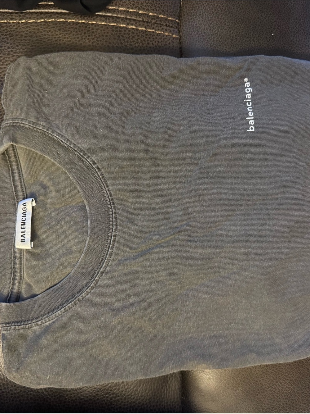 Balenciaga Black Tee with Small White Logo - Picture 2 of 3